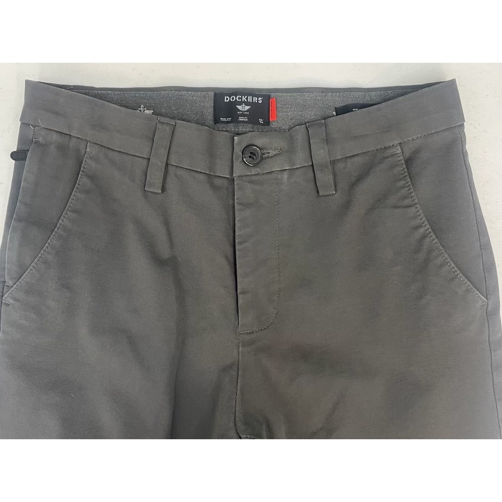 Dockers Smart 360 Chinos Mens Slim Fit Gray Stretch Flat Front Pants - Picture 5 of 10
